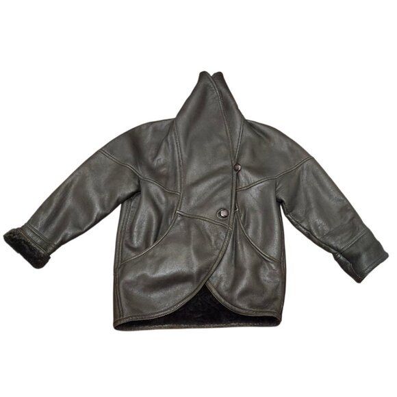 Umberto Olivieri Italy Leather Fur Coat Jacket  Oversized Designer Sparrling - Picture 3 of 16